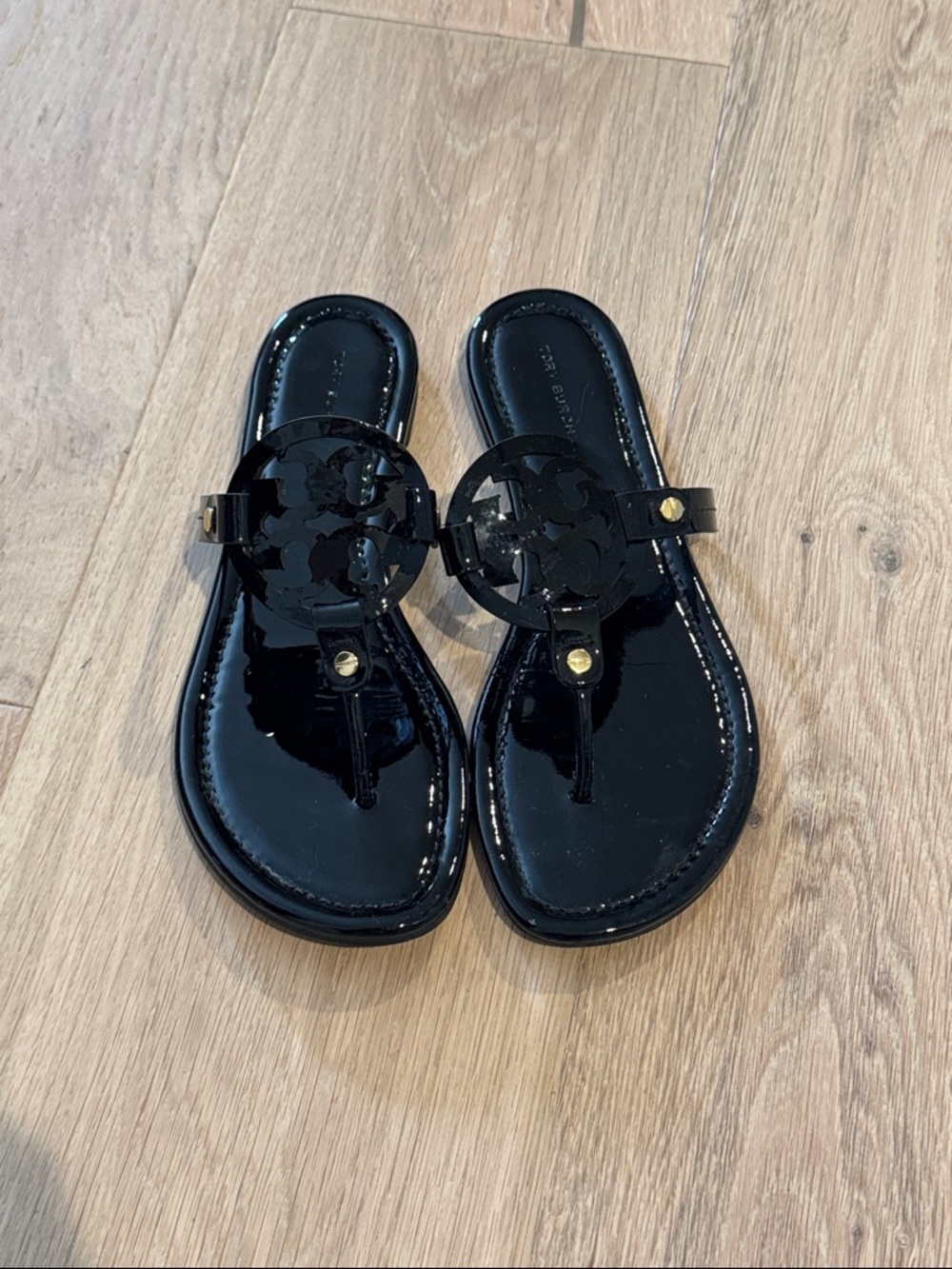 Tory Burch Miller Sandals- Black Patent